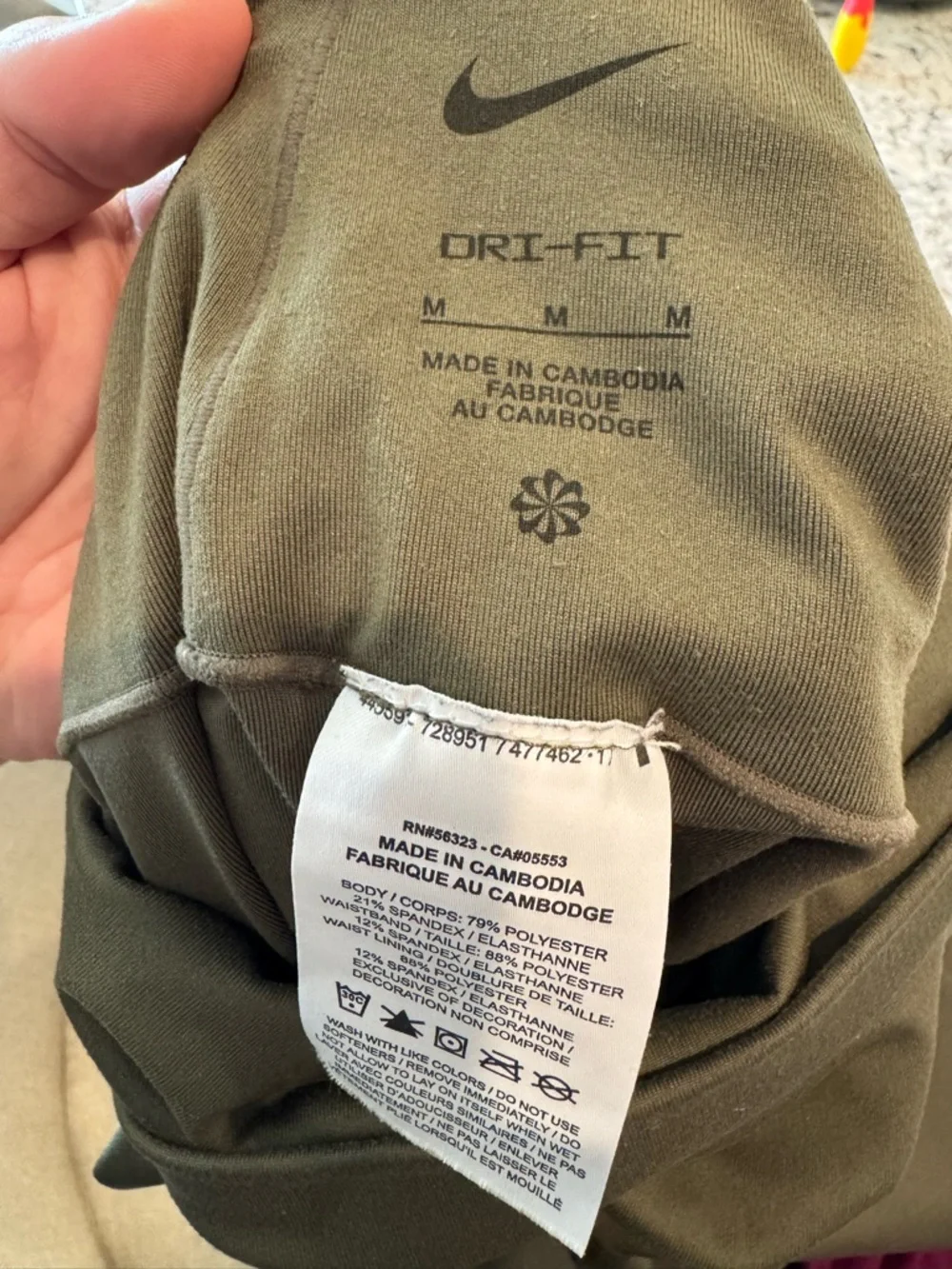 Nike One Luxe Maternity Leggings - Olive Green M - Picture 3 of 4